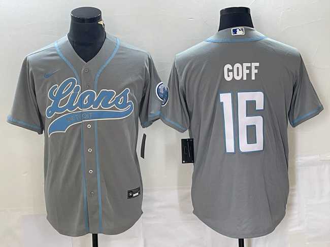 Men's Detroit Lions #16 Jared Goff Gray Cool Base Stitched Baseball Jersey,We sell and wholesale Men's Detroit Lions #16 Jared Goff Gray Cool Base Stitched Baseball Jersey on line form chian!